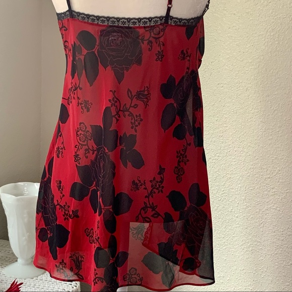 Y2K Open Front VS Black Roses Babydoll Lingerie, Sz S (36) - Picture 4 of 10